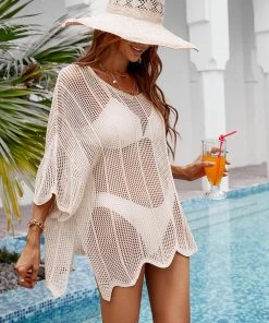 CUPSHE Casual Dresses Ariya Crochet Pull Over Split Cover Up
