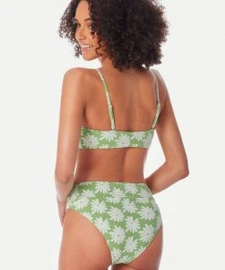 CUPSHE Swimwear UP TO 70% OFF Light Green Floral Bandeau Bikini Top