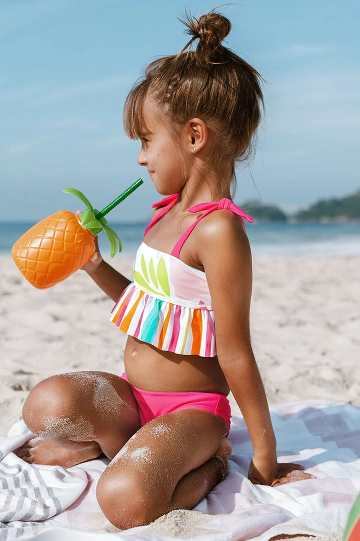 CUPSHE Happy Leaf Girls Ruffled Tankini And Hipster Bikini Set