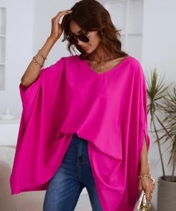 CUPSHE Beach Shirts & Tops V-neck Short Sleeve Loose Waisted Top