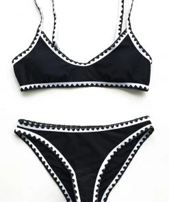 CUPSHE Black And White Crochet Bikini Bikinis