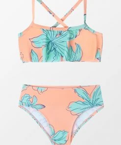 CUPSHE Swimwear BOGO 40% OFF Girls’ Blooming Flowers Ruffle Bandeau And High Waist Set