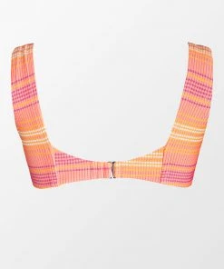 CUPSHE Swimwear UP TO 70% OFF Mercury Stripe Strappy Front Bralette Plus Size Bikini Top