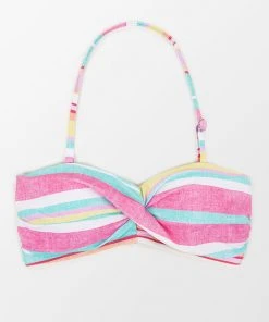 CUPSHE Soleil Stripe Molded Twist Bandeau Bikini Top Swimwear BOGO 40% OFF