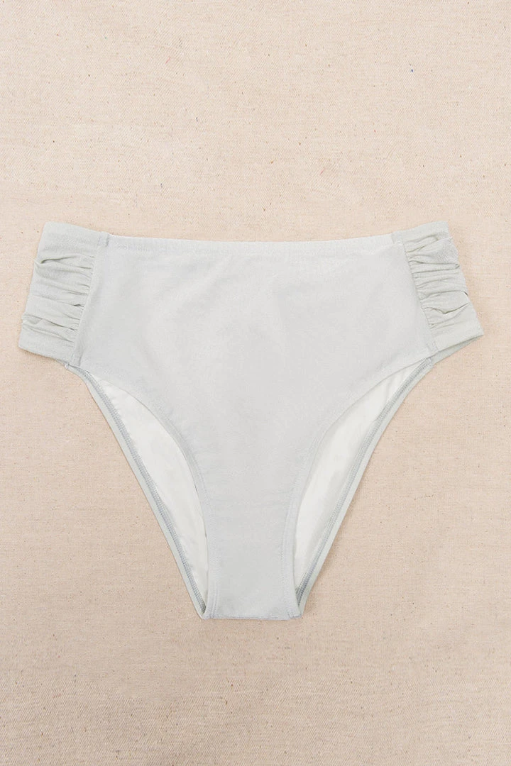 CUPSHE Madisen Ruched White Plus Size Bikini Bottom