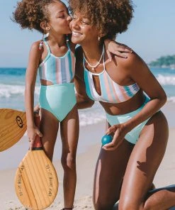 CUPSHE Pleasant Stripe Girls’ Cutout One Piece Swimsuit One Pieces