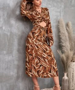 CUPSHE Addy Cutout Geometric Print A-Shape Dress