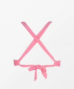 CUPSHE Palm Beach Cross Back Adjustable Straps Pink Plus Size Bikini Top