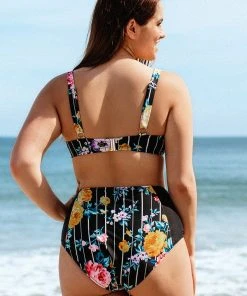 CUPSHE Catherine Floral High Waisted Plus Size Bikini Bottom