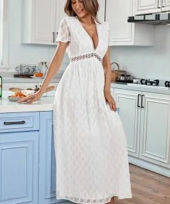 CUPSHE Dresses Ciara Plunge Maxi Fitted Waisted A-Shape Dress