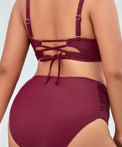 CUPSHE Keep It Cool Molded Bandeau Tummy Control Plus Size Bikini