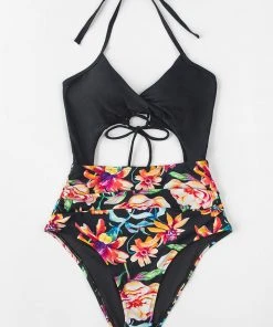 CUPSHE One Pieces Alexa Floral Cutout Twist One Piece Swimsuit