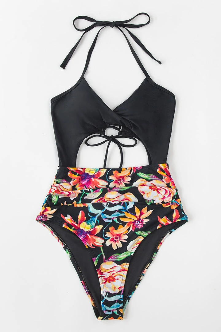 CUPSHE One Pieces Alexa Floral Cutout Twist One Piece Swimsuit