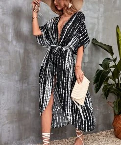 CUPSHE Cover Ups Old Story Dolman Sleeve Stripes Kimono