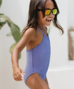 CUPSHE Amalfi Pique Girls’ Scalloped High Neck One Piece Swimsuit One Pieces