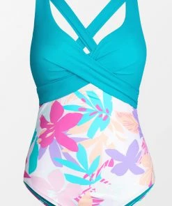 CUPSHE Mult Spring Molded Twist Front Tummy Control Plus Size One Piece