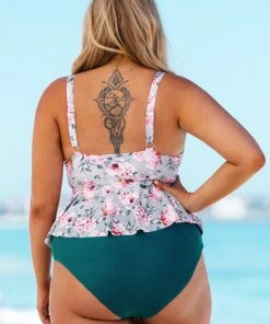 CUPSHE Teal High Waisted Plus Size Bikini Bottom