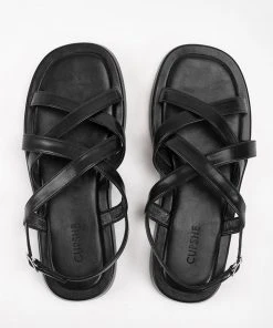 CUPSHE Vineyards Black Crisscross Strap Ankle Buckle Sandals