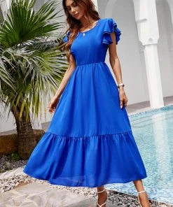 CUPSHE Verona Round Neck Flared Sleeve A-Shape Dress