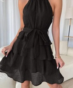 CUPSHE Dresses Armani Round Neck Sleeveless Ruffle A-Shape Dress