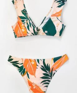 CUPSHE Bright Leafy Print Bikini Bottom Swimwear UP TO 70% OFF