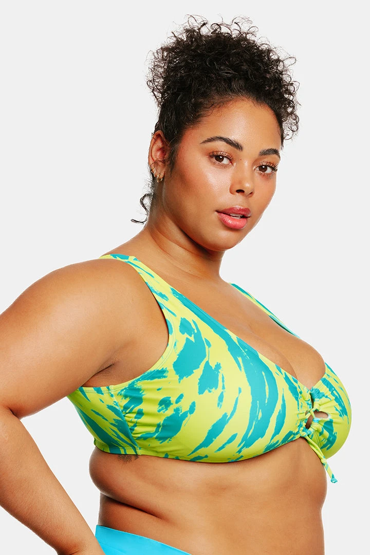 CUPSHE Art Walk Animal Strappy Front Bralette Plus Size Bikini Top
