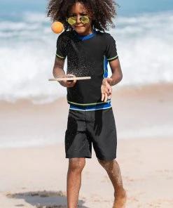 CUPSHE Block Party Boys’ Coloblock Black Swim Tee Swimwear UP TO 70% OFF