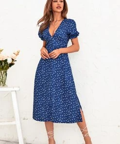 CUPSHE Palizzi Short Sleeve V-neck Belted Dress