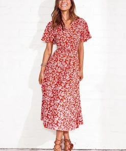 CUPSHE Dresses Gracie V-neck Lace Up Tea Length Wrap Dress