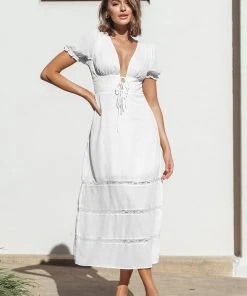 CUPSHE Dresses Myla Plunge Tie Waist A-Shape Dress