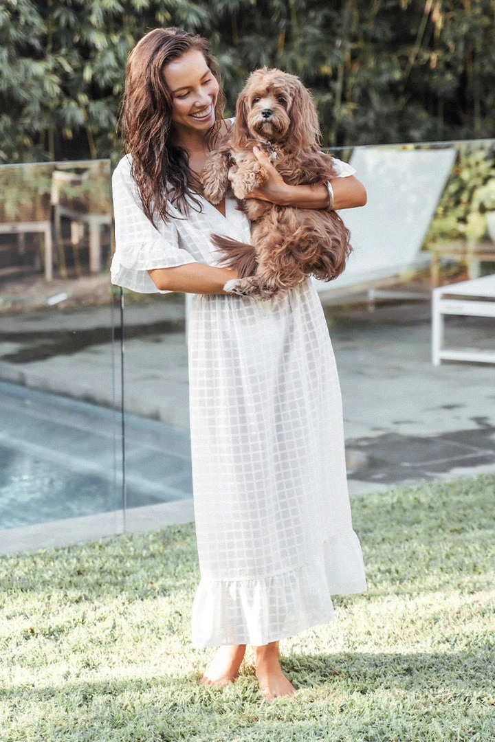 CUPSHE Brynlee Fitted Waisted Ruffle Cover-up Dress Cover Ups