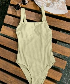 CUPSHE Lizeth Textured Square Neck One Piece Swimsuit One Pieces