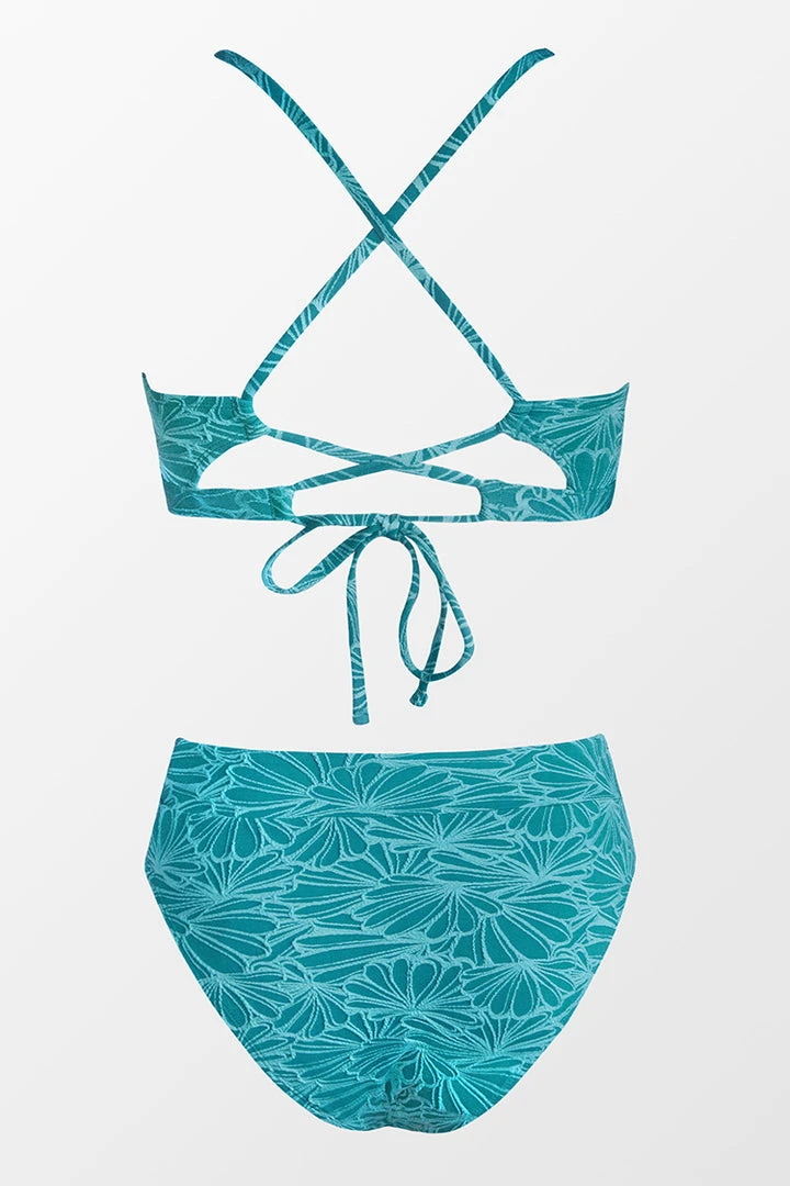 CUPSHE Flourishing Floral Scalloped Bralette And Cheeky High Waist Set