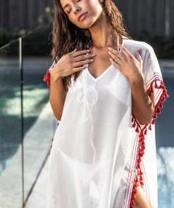 CUPSHE Ellis Dolman Sleeve Fringe Kaftan Cover Ups