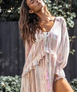 CUPSHE Esperanza Raglan Sleeve Tassel Ruffle Cover Up