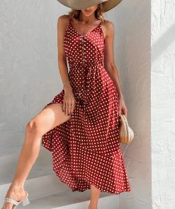 CUPSHE Elliott V-neck Mid Length Dots Dress Dresses