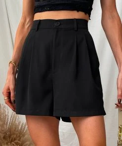 CUPSHE Kaila Black Loose Woven Shorts