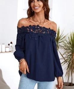 CUPSHE Accs & Clothing Persephone Long Sleeve Contrast Lace Loose Top