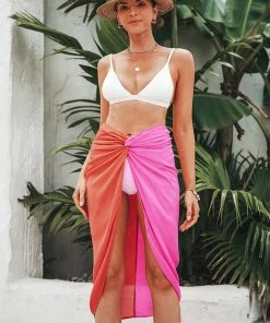 CUPSHE Cover Ups Braelyn Orange And Pink Beach Sarong