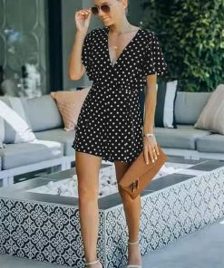 CUPSHE Accs & Clothing Lara Above-the-knee Fitted Dots Jumpsuit