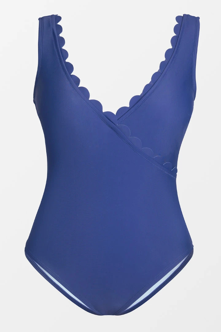 CUPSHE Santorini Solid Molded Wrap Tummy Control Plus Size One Piece Swimwear UP TO 70% OFF