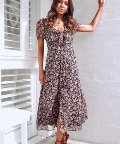 CUPSHE Luciana Bubble Sleeve Chiffon Maxi Dress