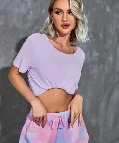 CUPSHE Malaga Round Neck Cut Out Short Sleeve Sweatshirt