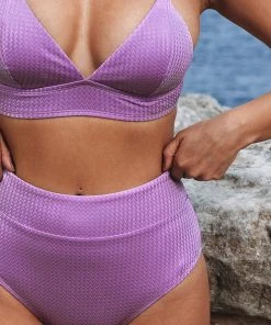 CUPSHE Amiya Purple V-neck Criss Cross High Waisted Bikini Bikinis