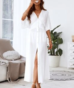 CUPSHE Dresses Astrid V-neck Flared Sleeve A-shape Dress