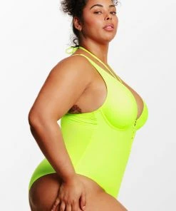 CUPSHE Love Los Angeles Strappy Plunge Plus Size One Piece Swimsuit