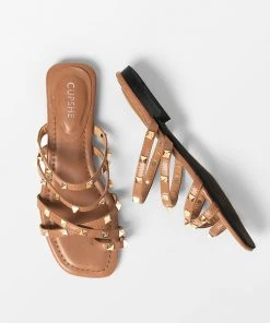 CUPSHE Baja Open Toe Studded Flat Sandals