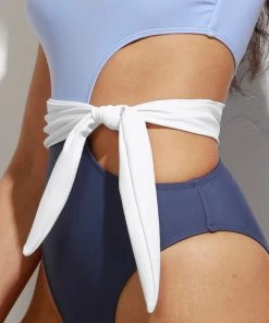 CUPSHE Santorini Solid Colorblock Cutout One Piece Swimsuit