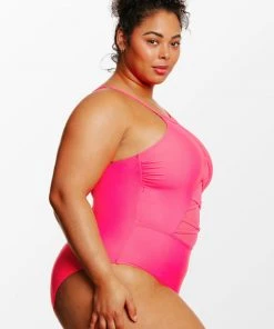 CUPSHE Love Los Angeles Strappy Mesh Plus Size One Piece Swimsuit