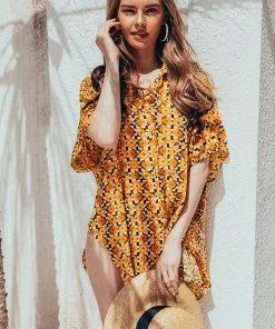 CUPSHE Lucky Bay Shirt Collar Button-up Beach Cover Up Cover Ups